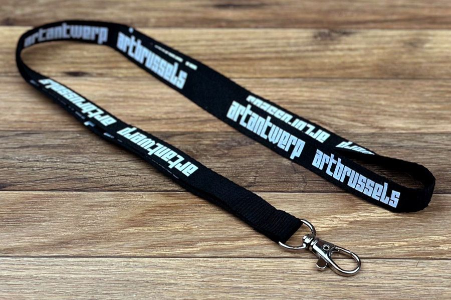 zwarte PET lanyards met 1-kleurige bedrukking voor artantwerp